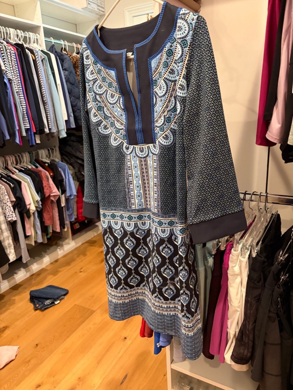 Cabana Life navy Tunic with Light Blue Pattern
